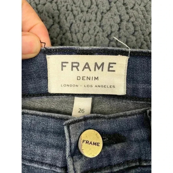 Frame Blue Denim Jeans Sz 26 Le Skinny Mid Rise Fallbrooke Cotton Blend Women's - Picture 3 of 10